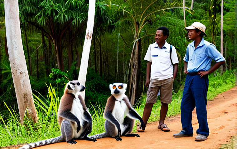 마다가스카르 희귀 동식물 보호 노력 - "Deforestation in Madagascar: A before-and-after image showcasing a lush rainforest transitioning in...