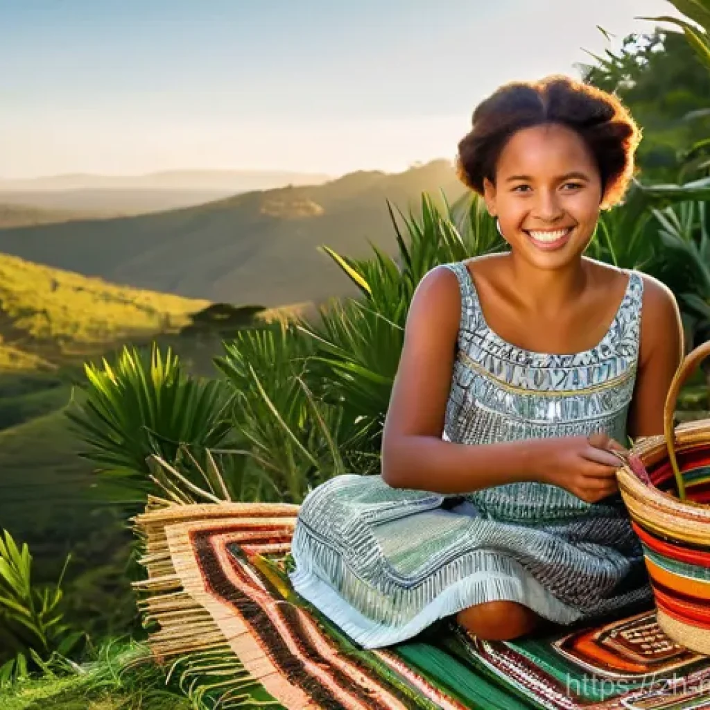 마다가스카르 출신 영화배우 및 감독 - **Prompt: Malagasy Woman Weaving in Nature's Embrace**
    A full-body, candid shot of a radiant you...