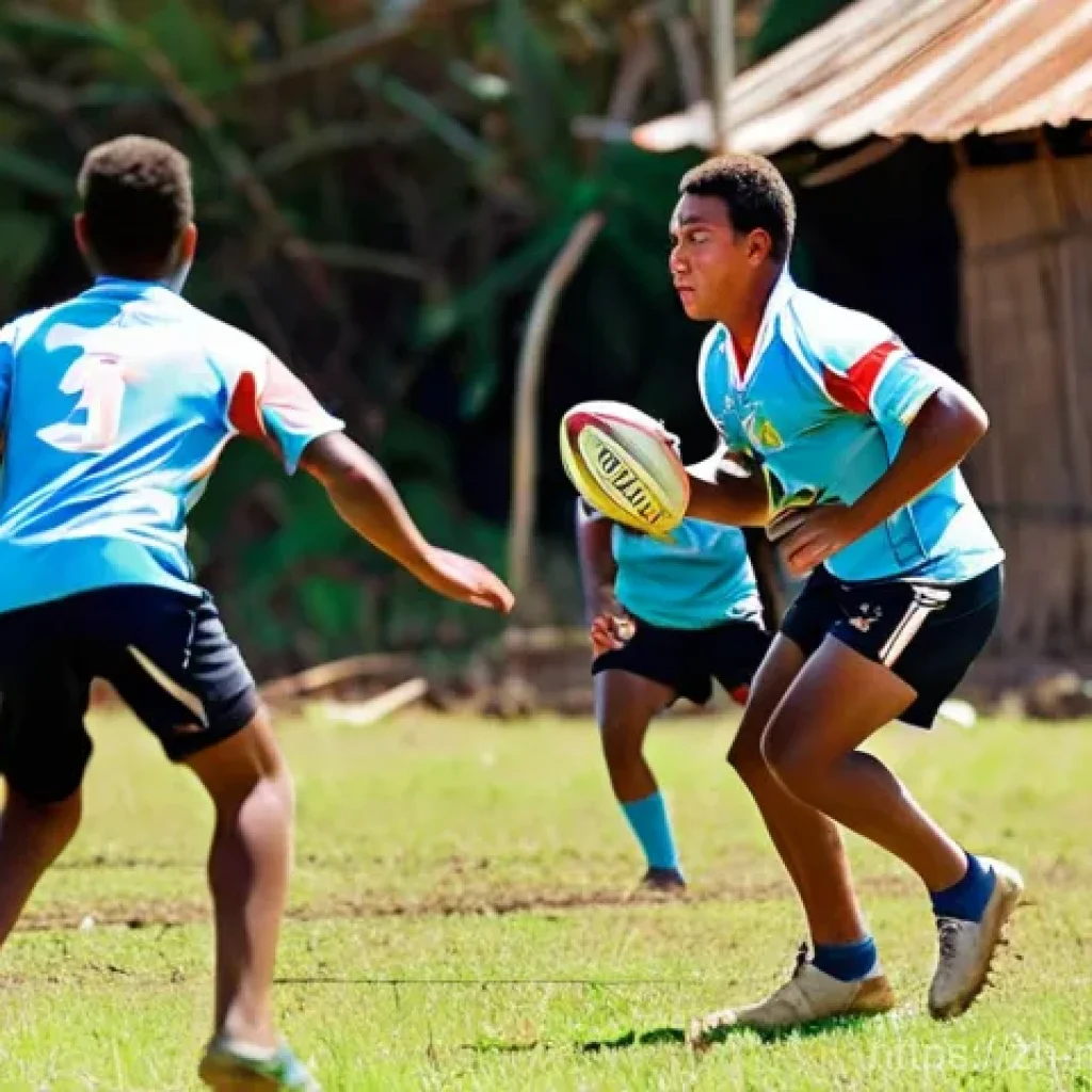 마다가스카르 인기 스포츠와 선수 - **Madagascar Rugby Passion**: A vibrant, action-packed scene featuring young adult Malagasy men (age...