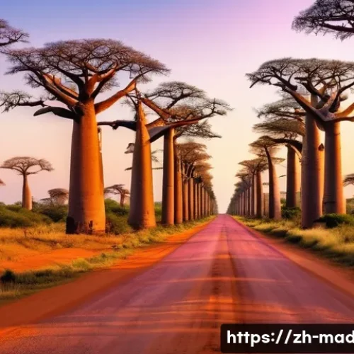 마다가스카르 바오바브 가로수길 - **A breathtaking panoramic view of Baobab Alley (Avenue of the Baobabs) in Madagascar during the gol...