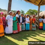 마다가스카르의 종교와 신앙 - **A Vibrant Famadihana Ceremony:**
    A joyous and respectful Famadihana (turning of the bones) cer...